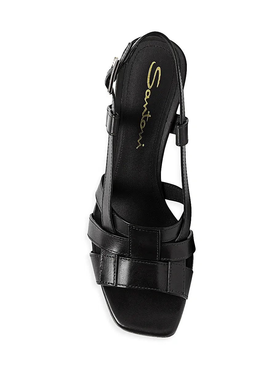 Santoni Women's 85MM Woven Leather Buckle Sandals - Black | Thumbnail 4 Santoni Women's 85MM Woven Leather Buckle Sandals - Black | Thumbnail 4