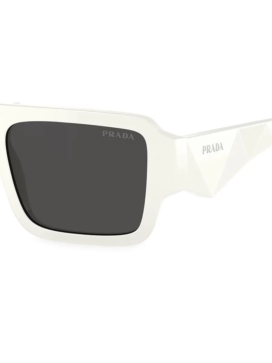 Prada Men's Symbole 0PR A05S 53MM Rectangular Sunglasses - White Smoke | Thumbnail 2 Prada Men's Symbole 0PR A05S 53MM Rectangular Sunglasses - White Smoke | Thumbnail 2