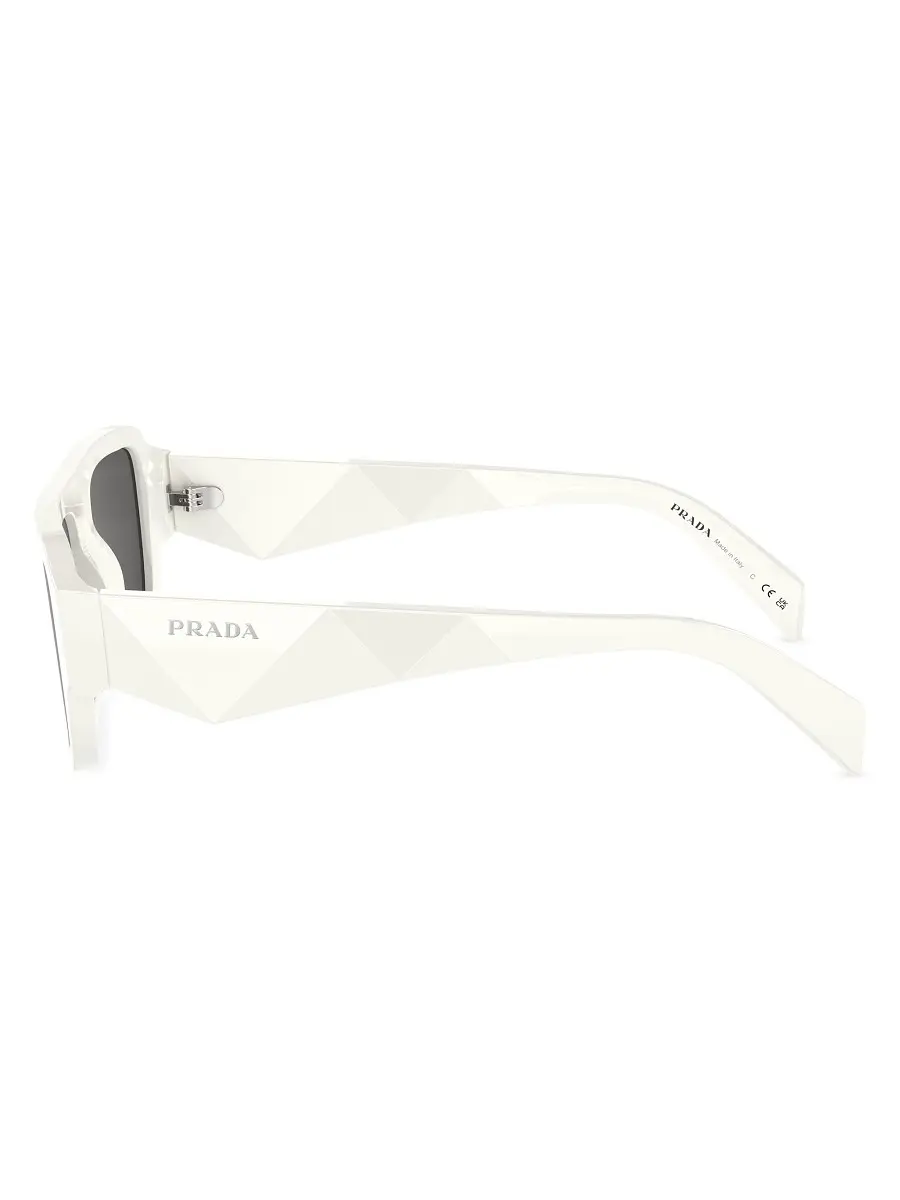 Prada Men's Symbole 0PR A05S 53MM Rectangular Sunglasses - White Smoke | Thumbnail 3 Prada Men's Symbole 0PR A05S 53MM Rectangular Sunglasses - White Smoke | Thumbnail 3