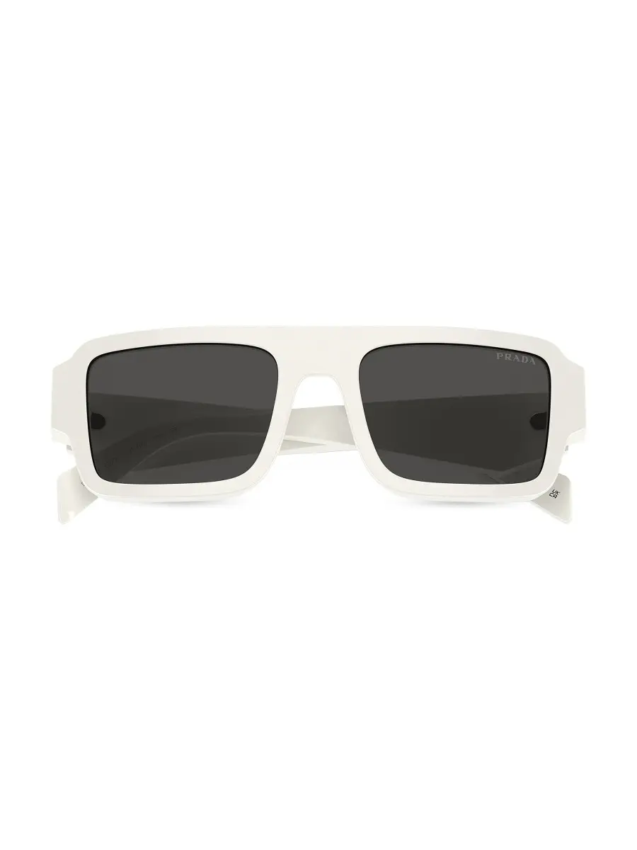 Prada Men's Symbole 0PR A05S 53MM Rectangular Sunglasses - White Smoke | Thumbnail 5 Prada Men's Symbole 0PR A05S 53MM Rectangular Sunglasses - White Smoke | Thumbnail 5