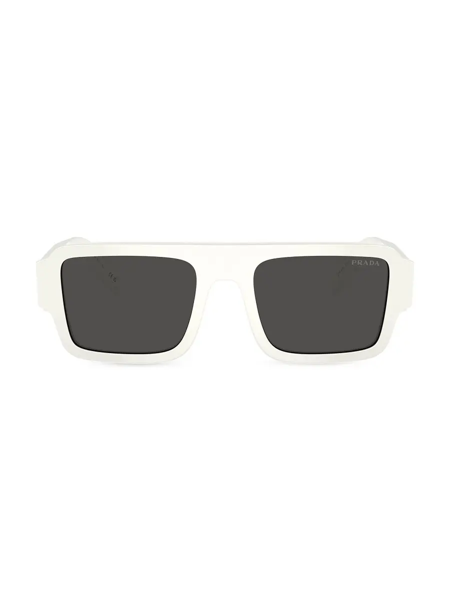 Prada Men's Symbole 0PR A05S 53MM Rectangular Sunglasses - White Smoke | Thumbnail 6 Prada Men's Symbole 0PR A05S 53MM Rectangular Sunglasses - White Smoke | Thumbnail 6