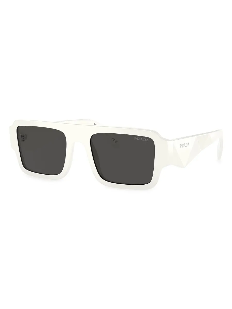 Prada Men's Symbole 0PR A05S 53MM Rectangular Sunglasses - White Smoke | Image 1 Prada Men's Symbole 0PR A05S 53MM Rectangular Sunglasses - White Smoke | Image 1