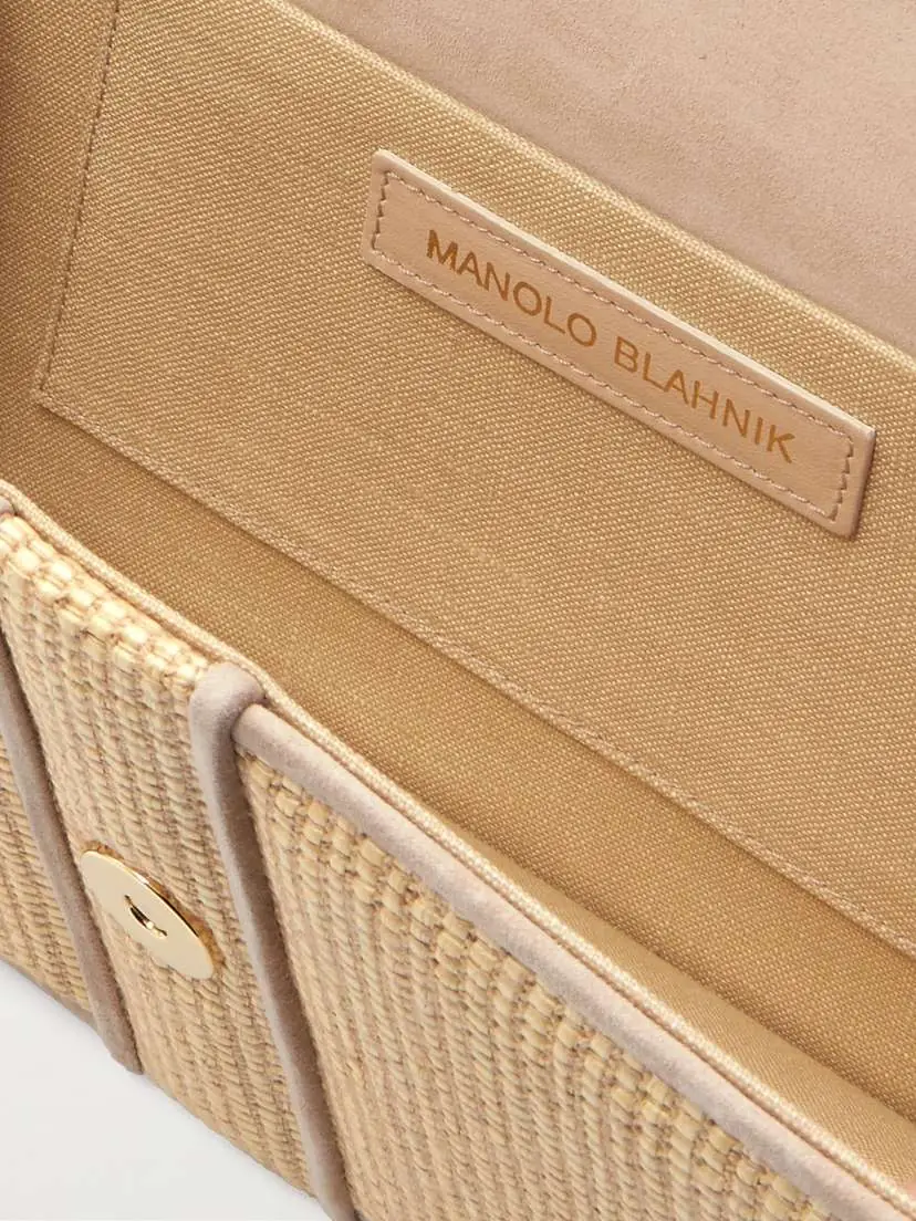 Manolo Blahnik Maycap Suede-trimmed Raffia Clutch | Thumbnail 5 Manolo Blahnik Maycap Suede-trimmed Raffia Clutch | Thumbnail 5