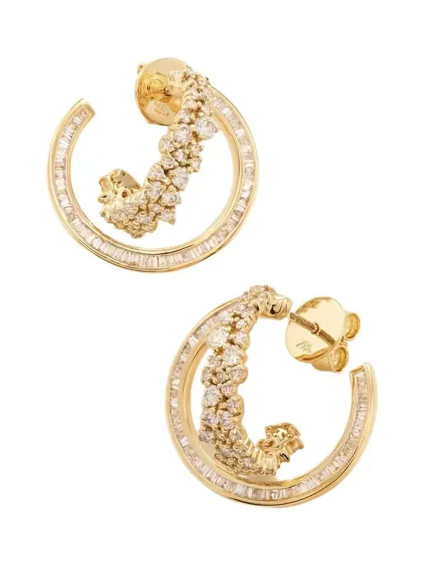 Scatter Double 18-karat Gold Diamond Hoop Earrings Scatter Double 18-karat Gold Diamond Hoop Earrings