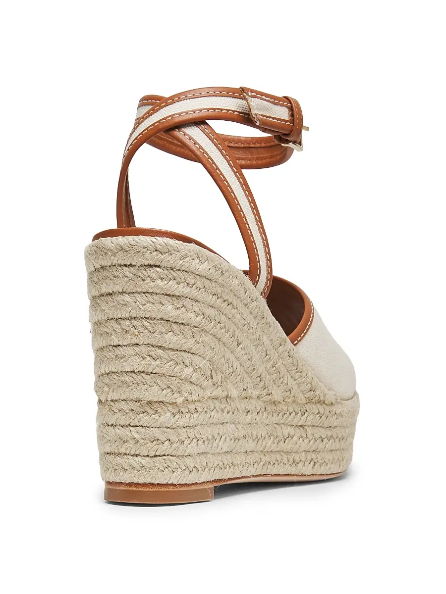 Cinq à Sept Women's Jesse 115MM Canvas Espadrille Platform Wedge Sandals - Natural Cognac | Thumbnail 3