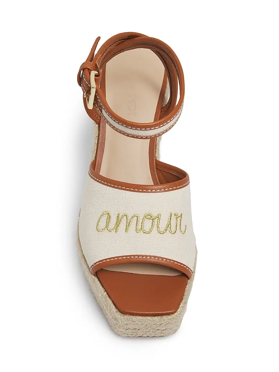 Cinq à Sept Women's Jesse 115MM Canvas Espadrille Platform Wedge Sandals - Natural Cognac | Thumbnail 4