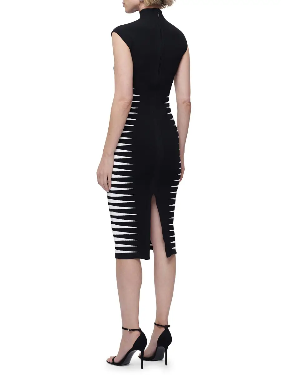 Hervé Léger Women's Colorblock Intarsia-Knit Midi-Dress - Black Alabaster | Thumbnail 4 Hervé Léger Women's Colorblock Intarsia-Knit Midi-Dress - Black Alabaster | Thumbnail 4
