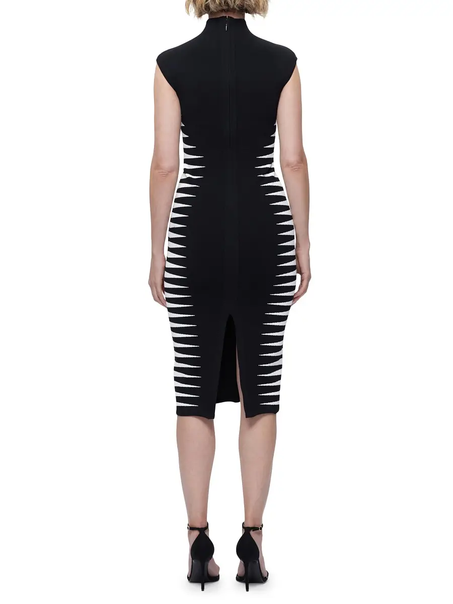 Hervé Léger Women's Colorblock Intarsia-Knit Midi-Dress - Black Alabaster | Thumbnail 5 Hervé Léger Women's Colorblock Intarsia-Knit Midi-Dress - Black Alabaster | Thumbnail 5