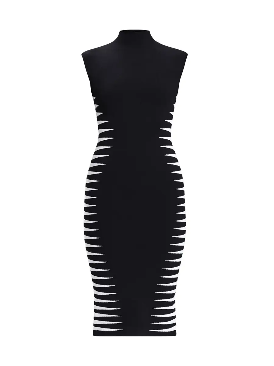 Hervé Léger Women's Colorblock Intarsia-Knit Midi-Dress - Black Alabaster | Thumbnail 9 Hervé Léger Women's Colorblock Intarsia-Knit Midi-Dress - Black Alabaster | Thumbnail 9
