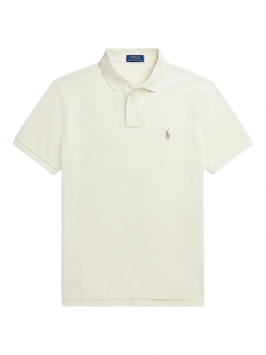 Polo Ralph Lauren Men's Slim-Fit Mesh Polo Shirt - Parchment Cream - Size XXL | Image 1 Polo Ralph Lauren Men's Slim-Fit Mesh Polo Shirt - Parchment Cream - Size XXL | Image 1