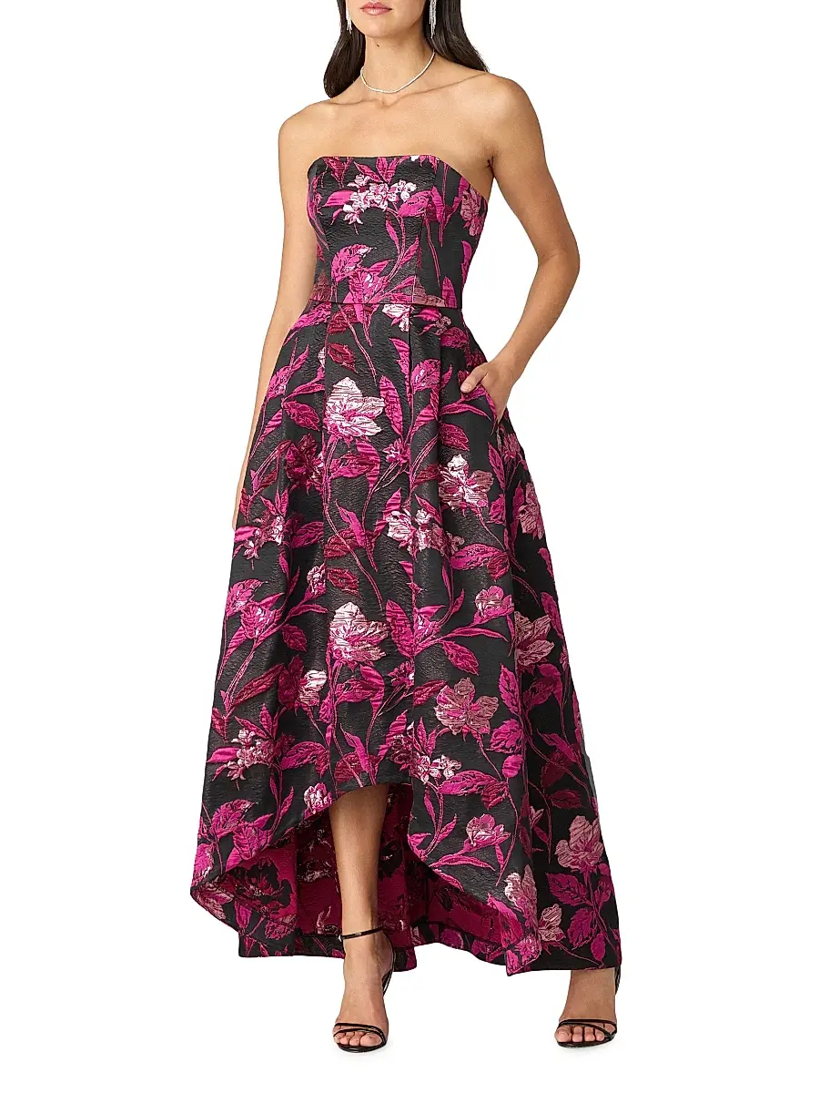 Shoshanna Women's Paladino Floral Jacquard Dress - Jet Scarlett | Thumbnail 2