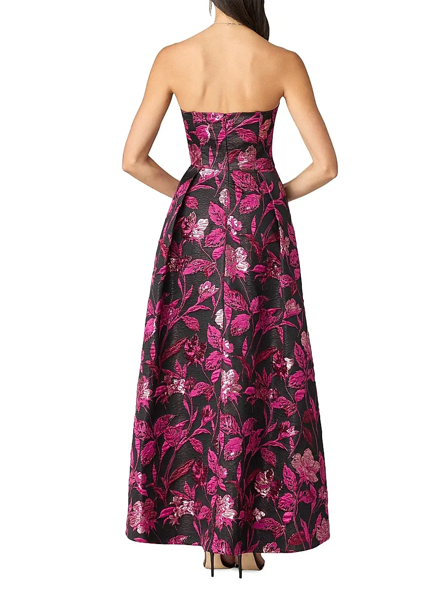 Shoshanna Women's Paladino Floral Jacquard Dress - Jet Scarlett | Thumbnail 3