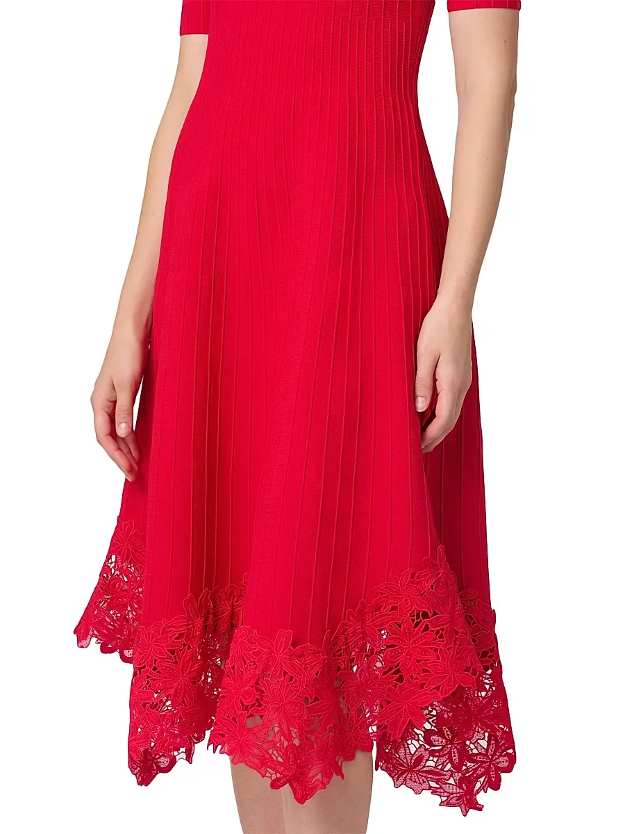 Shoshanna Women's Shailene Knit Fit & Flare Dress - Cherry | Thumbnail 4 Shoshanna Women's Shailene Knit Fit & Flare Dress - Cherry | Thumbnail 4