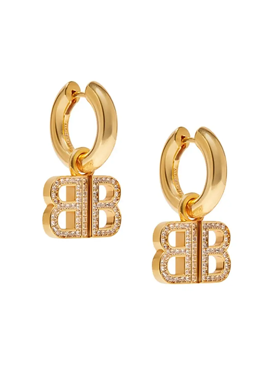 Balenciaga Women's BB 2.0 Hoop Earrings - Gold | Thumbnail 3