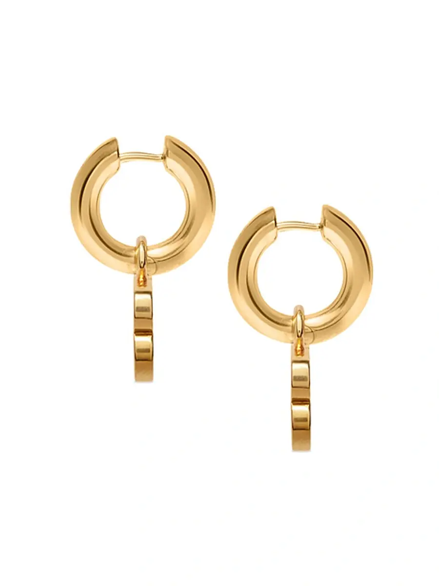 Balenciaga Women's BB 2.0 Hoop Earrings - Gold | Thumbnail 4