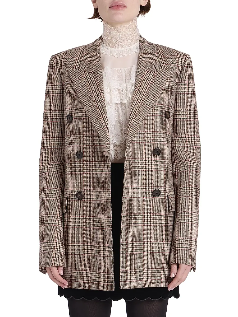 Chloé Women's Check Wool-Blend Double-Breasted Blazer | Thumbnail 3 Chloé Women's Check Wool-Blend Double-Breasted Blazer | Thumbnail 3
