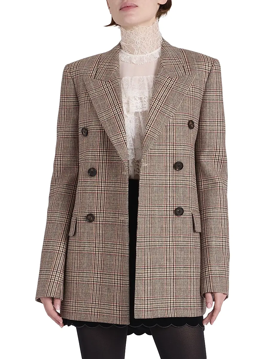 Chloé Women's Check Wool-Blend Double-Breasted Blazer | Thumbnail 6 Chloé Women's Check Wool-Blend Double-Breasted Blazer | Thumbnail 6