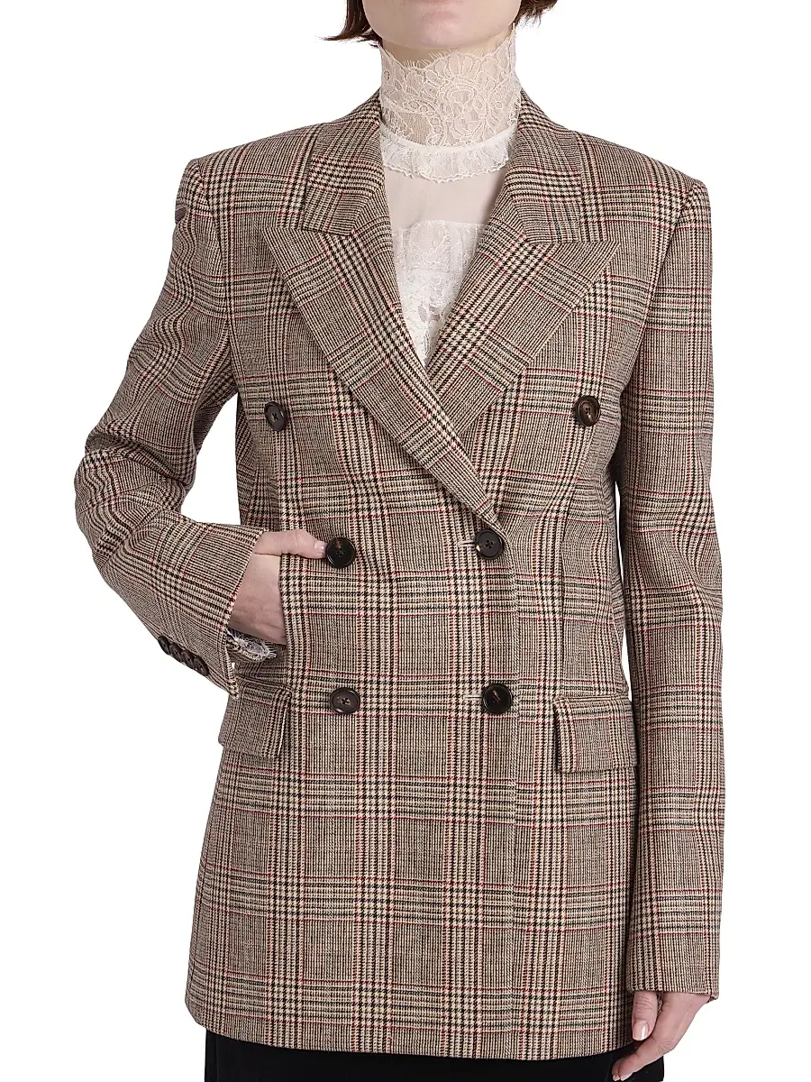 Chloé Women's Check Wool-Blend Double-Breasted Blazer | Thumbnail 7 Chloé Women's Check Wool-Blend Double-Breasted Blazer | Thumbnail 7