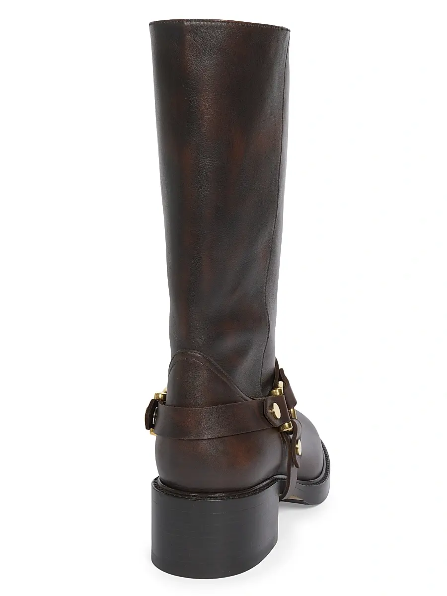 Chloé Women's Dakota Leather Tall Shaft Boots - Oak Brown | Thumbnail 3 Chloé Women's Dakota Leather Tall Shaft Boots - Oak Brown | Thumbnail 3