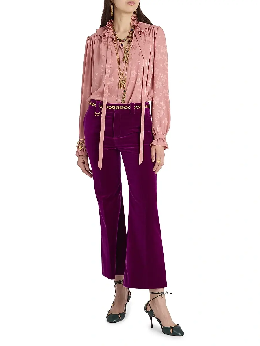 Chloé Women's Floral Silk Tie neck Blouse - Wild Pink | Thumbnail 2 Chloé Women's Floral Silk Tie neck Blouse - Wild Pink | Thumbnail 2