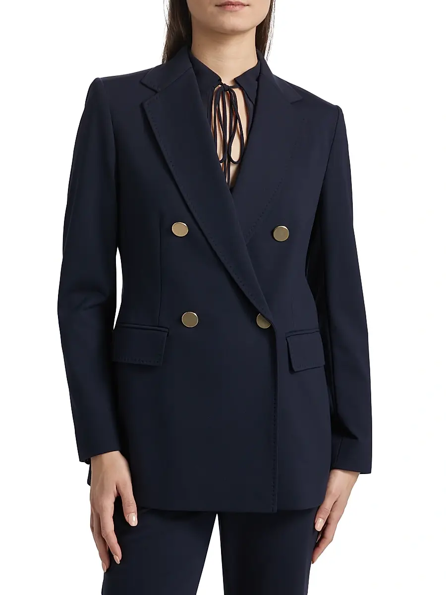 Max Mara Studio Women's Lerici Jersey Double-Breasted Blazer - Navy | Thumbnail 3 Max Mara Studio Women's Lerici Jersey Double-Breasted Blazer - Navy | Thumbnail 3