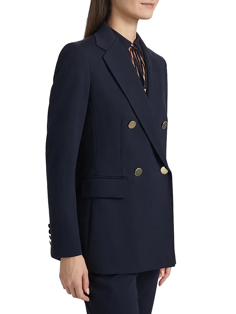Max Mara Studio Women's Lerici Jersey Double-Breasted Blazer - Navy | Thumbnail 4 Max Mara Studio Women's Lerici Jersey Double-Breasted Blazer - Navy | Thumbnail 4