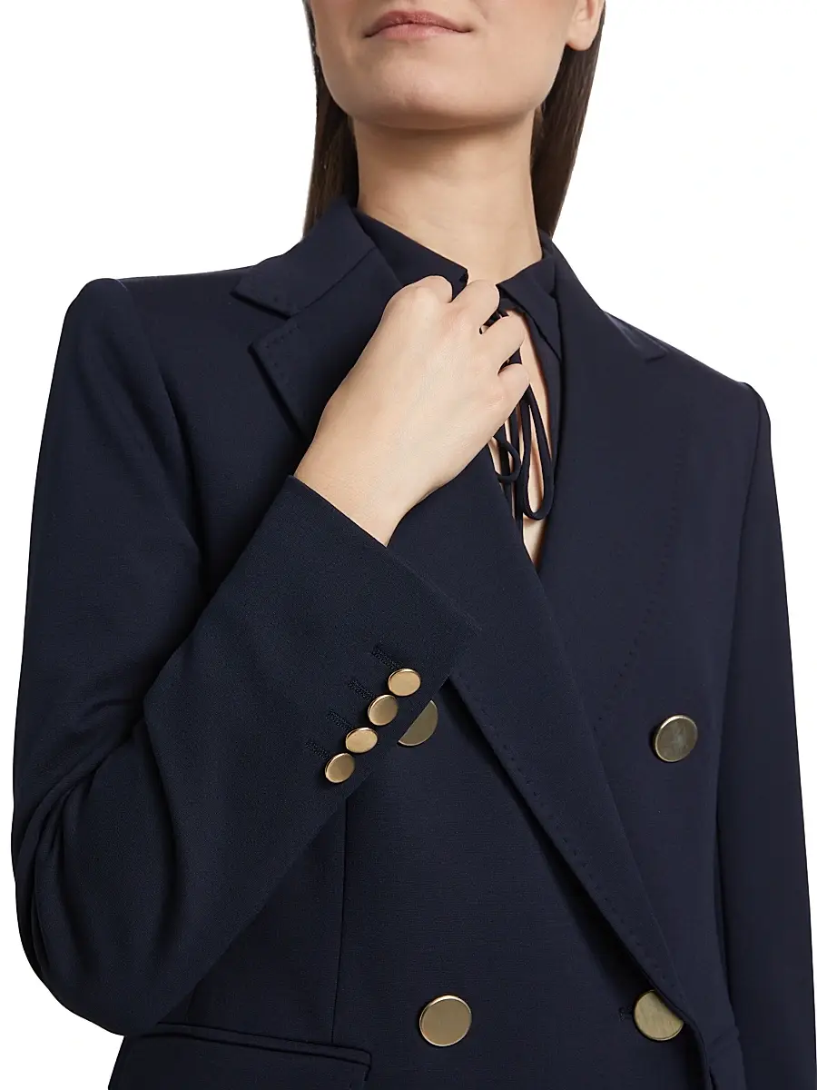Max Mara Studio Women's Lerici Jersey Double-Breasted Blazer - Navy | Thumbnail 6 Max Mara Studio Women's Lerici Jersey Double-Breasted Blazer - Navy | Thumbnail 6