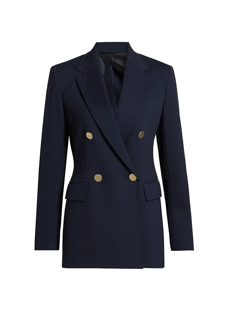 Max Mara Studio Women's Lerici Jersey Double-Breasted Blazer - Navy | Thumbnail 1 Max Mara Studio Women's Lerici Jersey Double-Breasted Blazer - Navy | Thumbnail 1