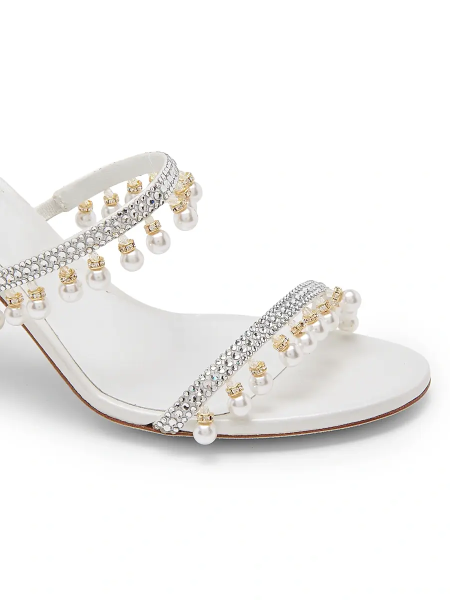 René Caovilla Women's 80MM Chandelier Imitation Pearl & Rhinestone Satin Mules | Thumbnail 5 René Caovilla Women's 80MM Chandelier Imitation Pearl & Rhinestone Satin Mules | Thumbnail 5