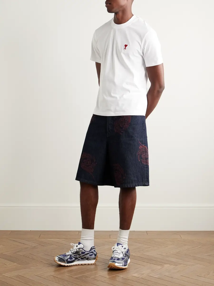 AMI PARIS Logo-Embroidered Stretch Organic Cotton-Jersey T-Shirt - Men | Thumbnail 2 AMI PARIS Logo-Embroidered Stretch Organic Cotton-Jersey T-Shirt - Men | Thumbnail 2