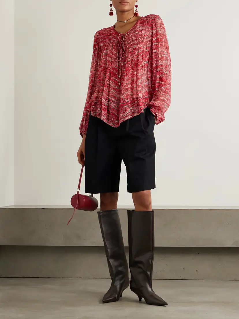 Marant Étoile Advika Tie-detailed Printed Crepon Blouse | Thumbnail 2