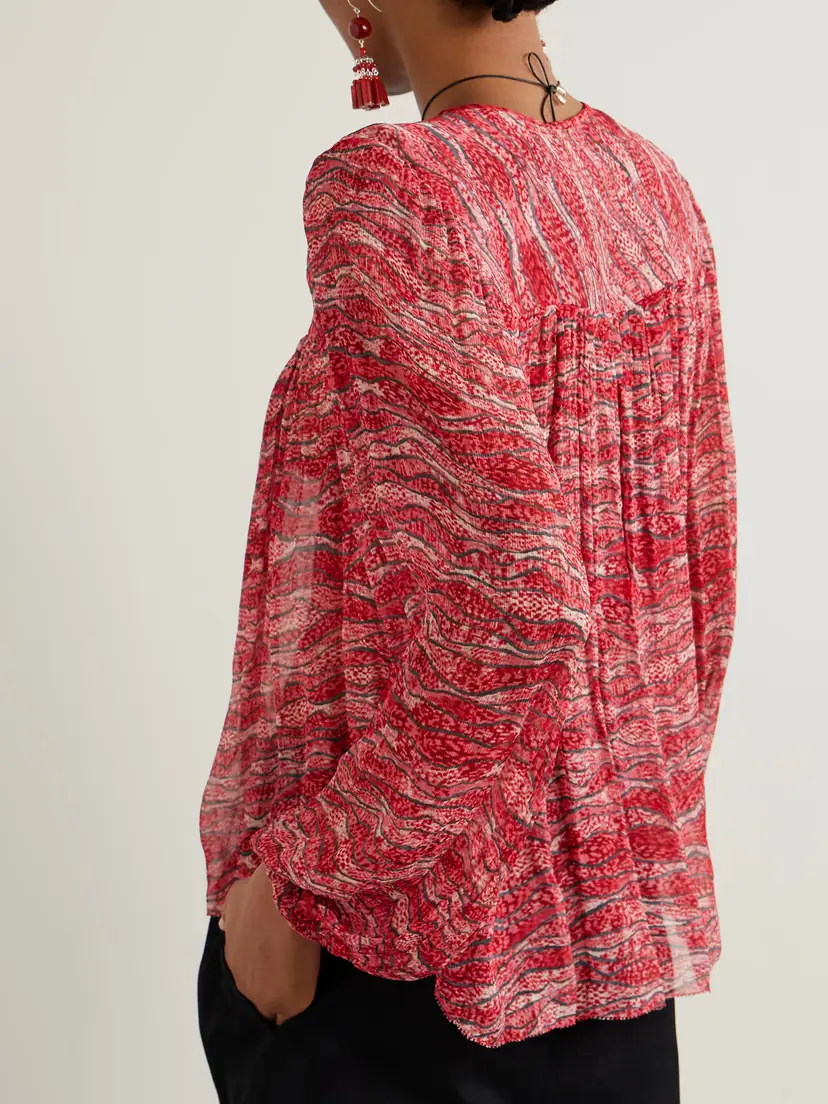 Marant Étoile Advika Tie-detailed Printed Crepon Blouse | Thumbnail 3