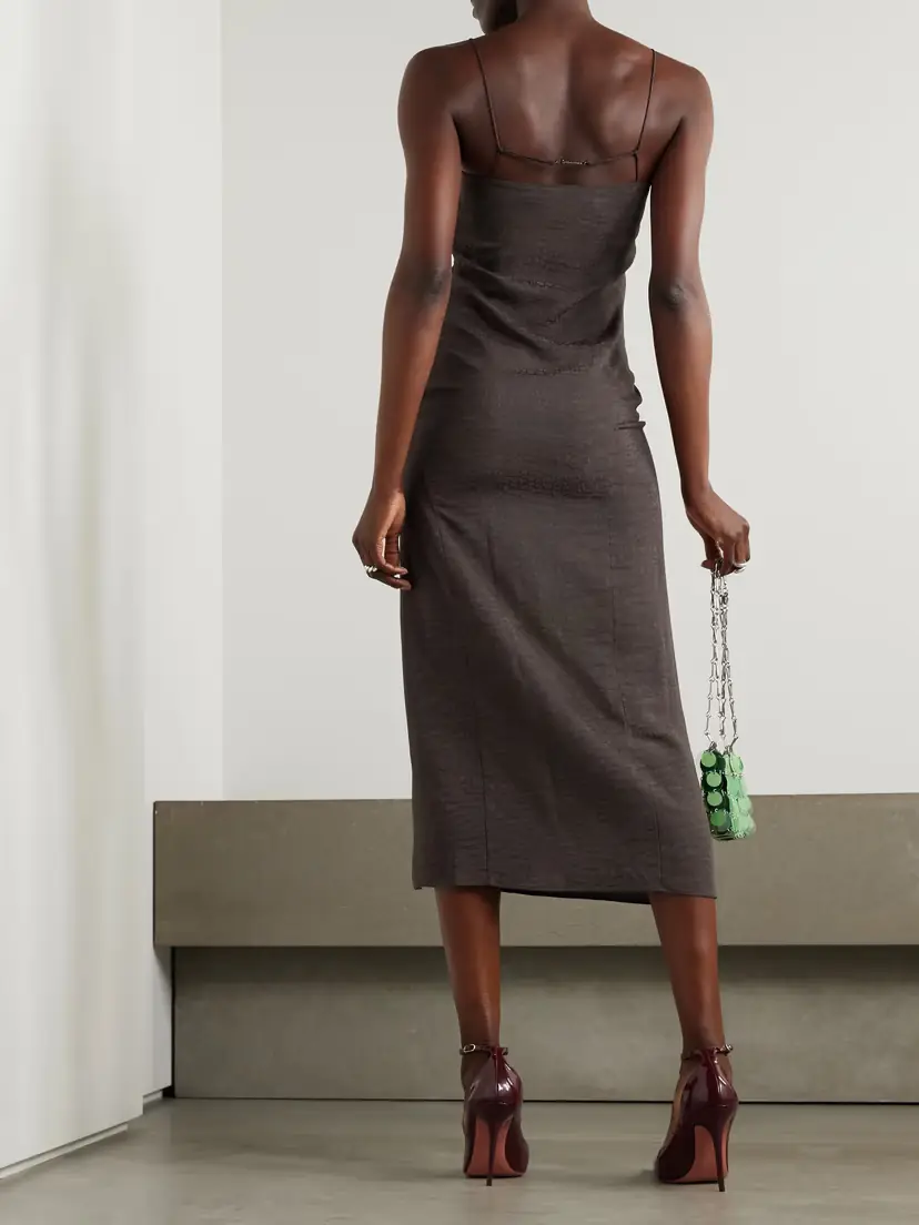 Jacquemus Notte Embellished Croc-effect Crepe Midi Dress | Thumbnail 3