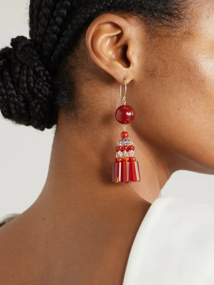 Sophie Buhai Flamenco Silver Carnelian Earrings | Thumbnail 2