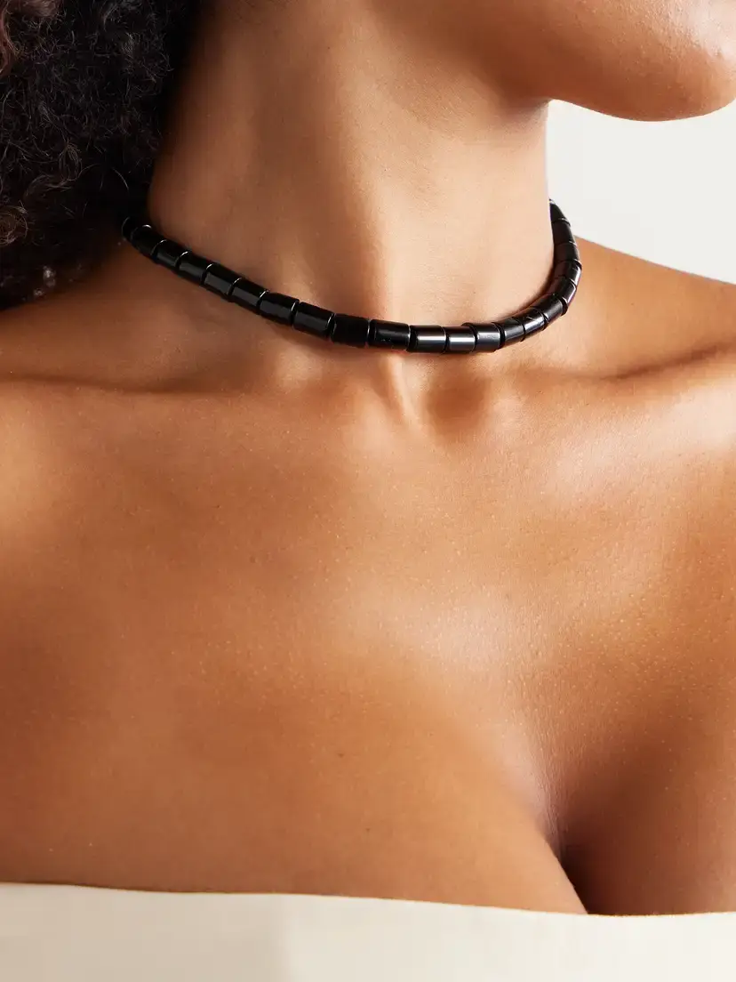 Sophie Buhai Deco Silver Onyx Choker | Thumbnail 2