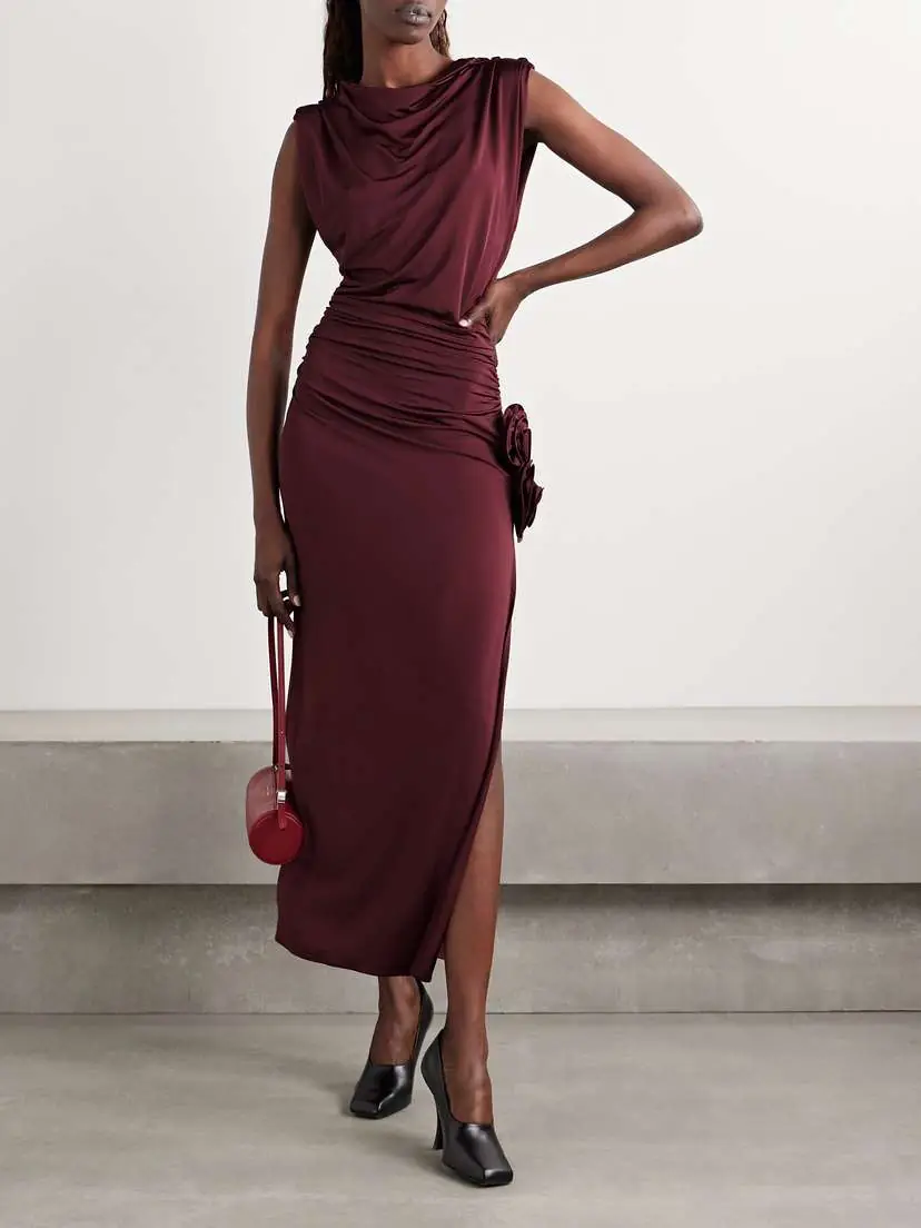 Magda Butrym Appliquéd Draped Stretch-jersey Midi Dress | Thumbnail 2