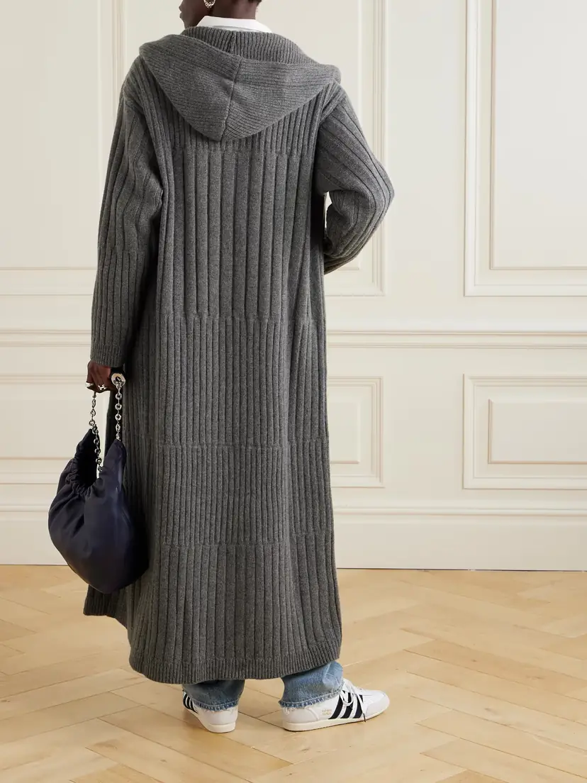 The Elder Statesman Ribbed Cashmere Hooded Coat | Thumbnail 3