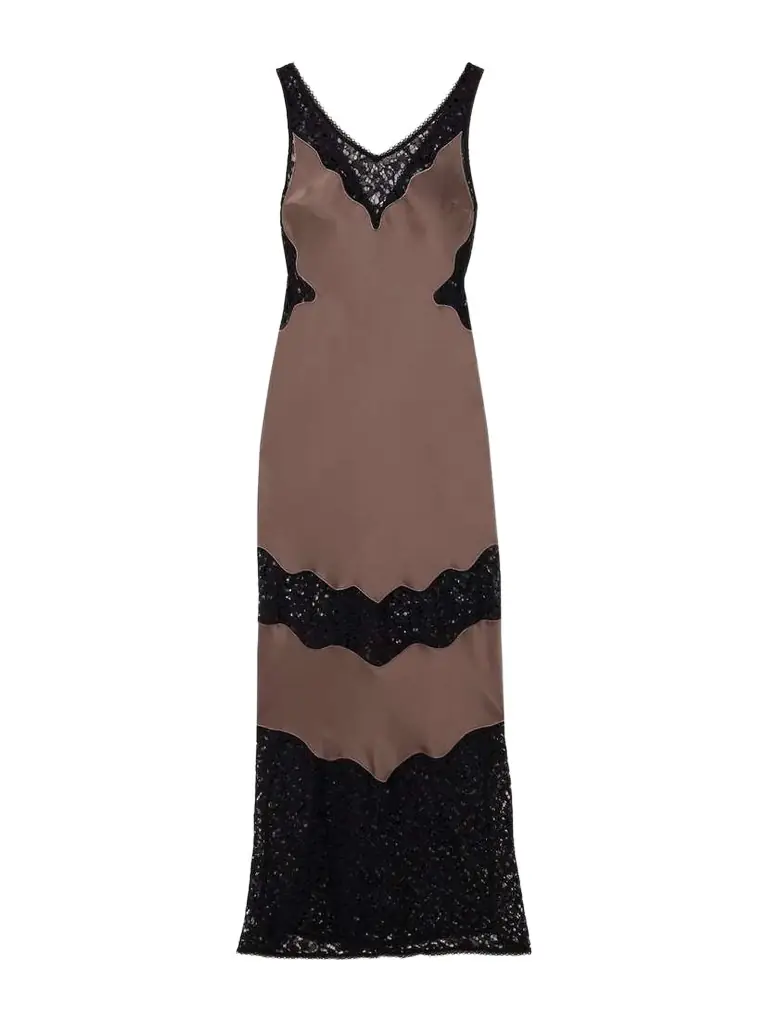 Simkhai Lace-paneled Satin-crepe Maxi Dress | Thumbnail 1 Simkhai Lace-paneled Satin-crepe Maxi Dress | Thumbnail 1
