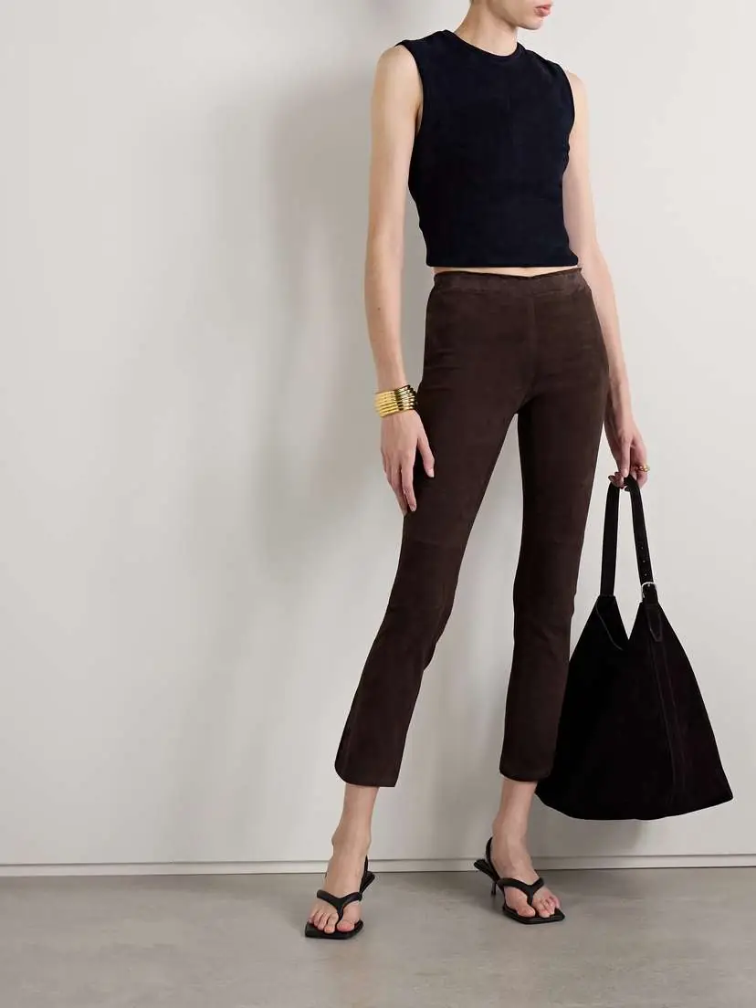 STOULS Jp Twenty Cropped Suede Flared Leggings | Thumbnail 2 STOULS Jp Twenty Cropped Suede Flared Leggings | Thumbnail 2