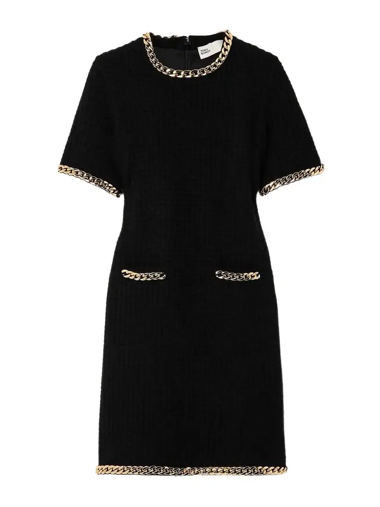 Tory Burch Chain-embellished Waffle-knit Mini Dress | Thumbnail 1 Tory Burch Chain-embellished Waffle-knit Mini Dress | Thumbnail 1