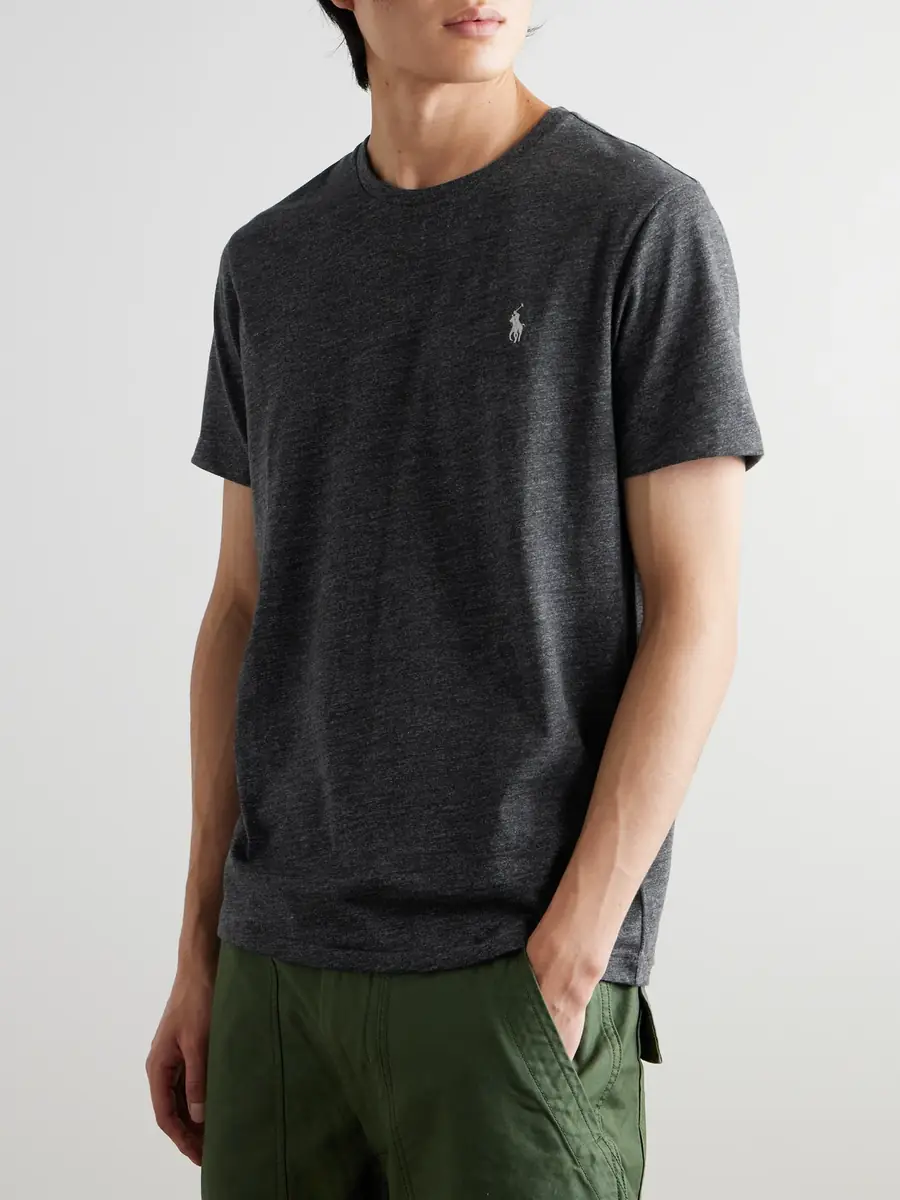 Polo Ralph Lauren Slim-Fit Mélange Cotton-Jersey T-Shirt - Men | Thumbnail 3 Polo Ralph Lauren Slim-Fit Mélange Cotton-Jersey T-Shirt - Men | Thumbnail 3