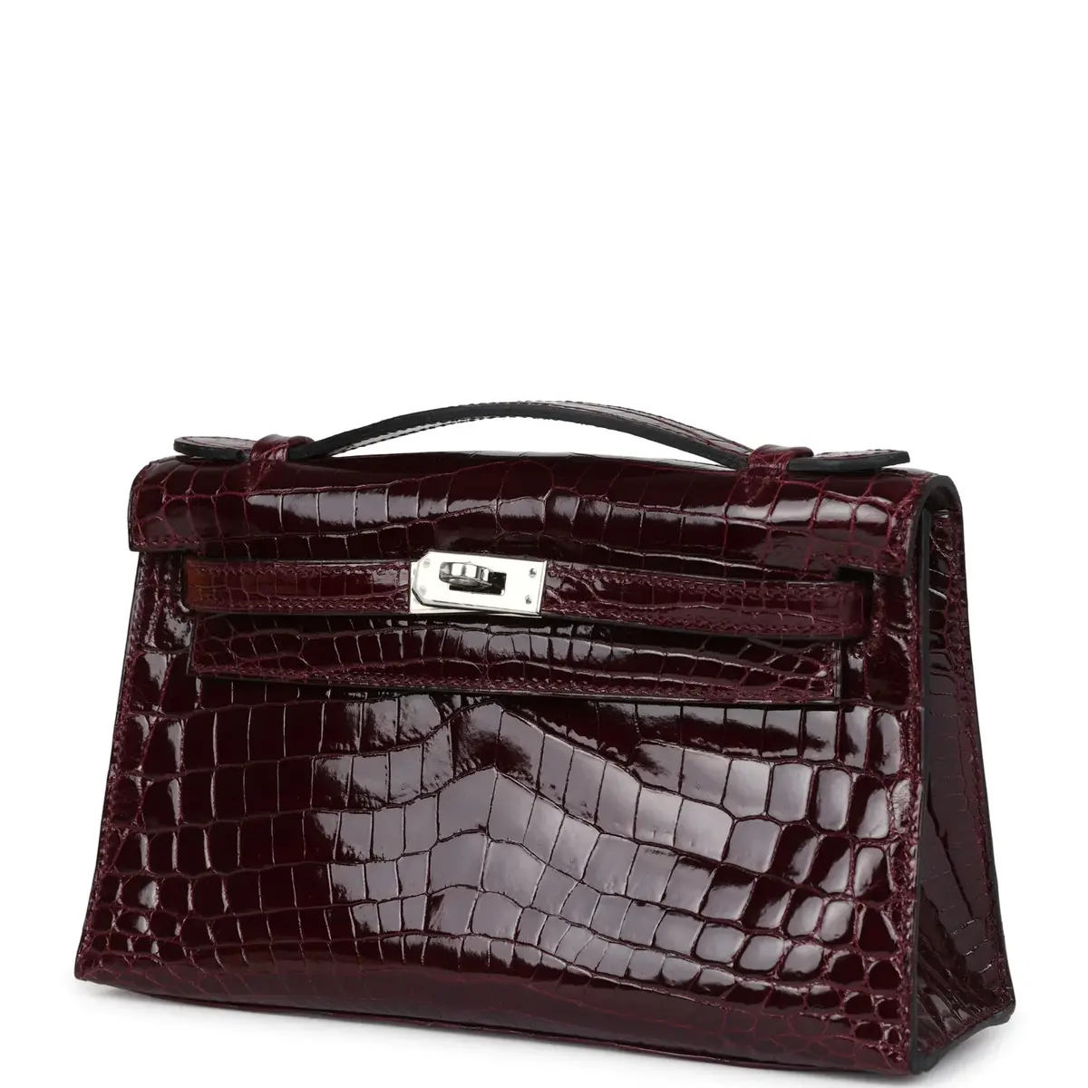 HERMÈS Hermes Kelly Pochette Bordeaux Shiny Niloticus Crocodile Palladium Hardware | Thumbnail 5 HERMÈS Hermes Kelly Pochette Bordeaux Shiny Niloticus Crocodile Palladium Hardware | Thumbnail 5
