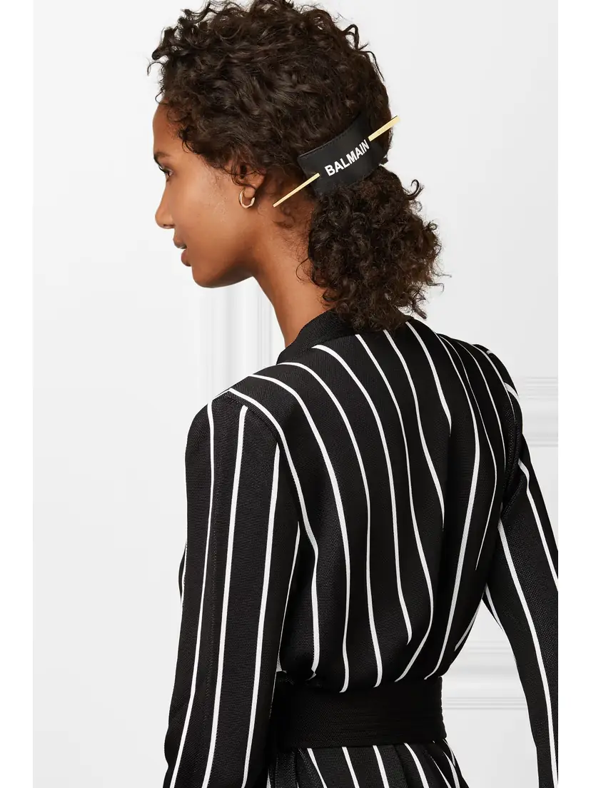 Balmain Gold-plated And Printed Leather Hair Pin | Thumbnail 2 Balmain Gold-plated And Printed Leather Hair Pin | Thumbnail 2