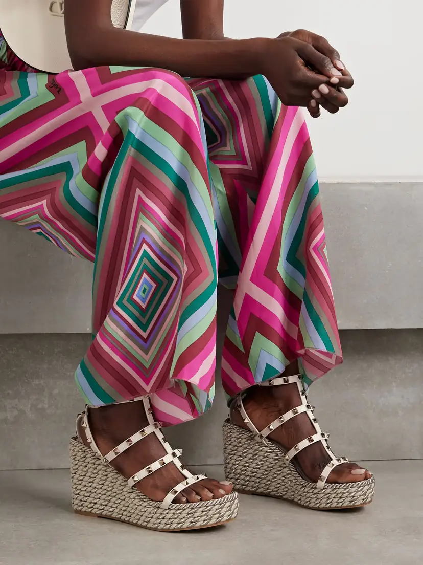 Valentino Garavani Rockstud Torchon 105 Leather Espadrille Wedge Sandals | Thumbnail 2 Valentino Garavani Rockstud Torchon 105 Leather Espadrille Wedge Sandals | Thumbnail 2