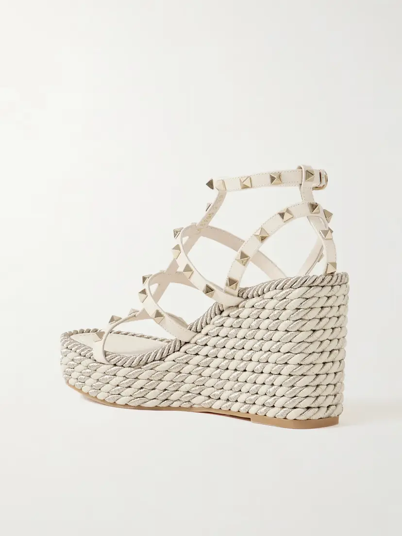 Valentino Garavani Rockstud Torchon 105 Leather Espadrille Wedge Sandals | Thumbnail 3 Valentino Garavani Rockstud Torchon 105 Leather Espadrille Wedge Sandals | Thumbnail 3