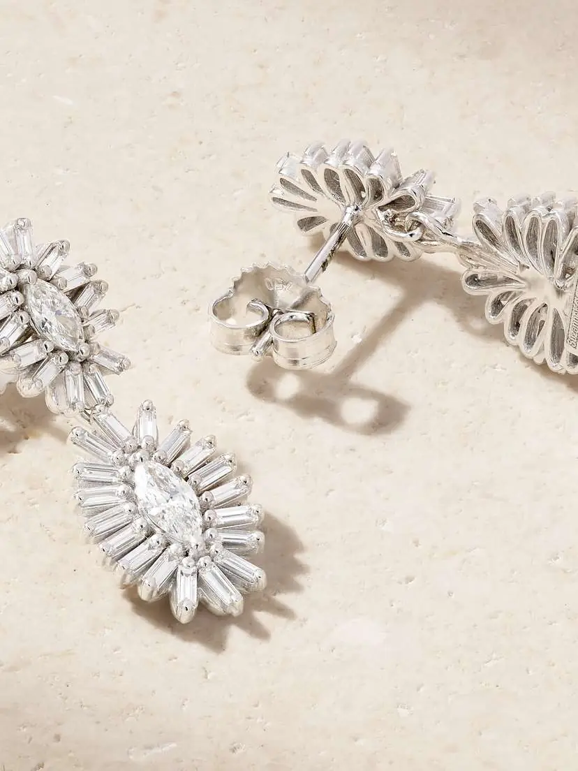 Suzanne Kalan 18-karat White Gold Diamond Earrings | Thumbnail 3 Suzanne Kalan 18-karat White Gold Diamond Earrings | Thumbnail 3