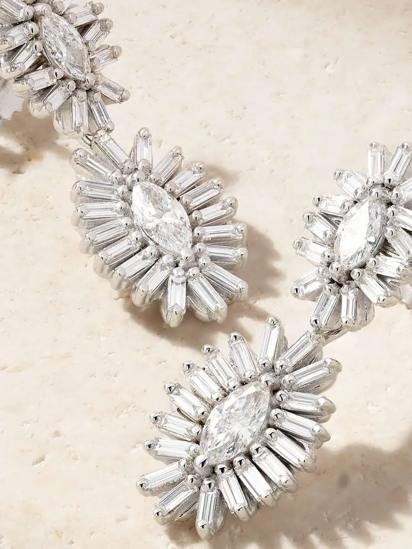 Suzanne Kalan 18-karat White Gold Diamond Earrings | Thumbnail 4 Suzanne Kalan 18-karat White Gold Diamond Earrings | Thumbnail 4