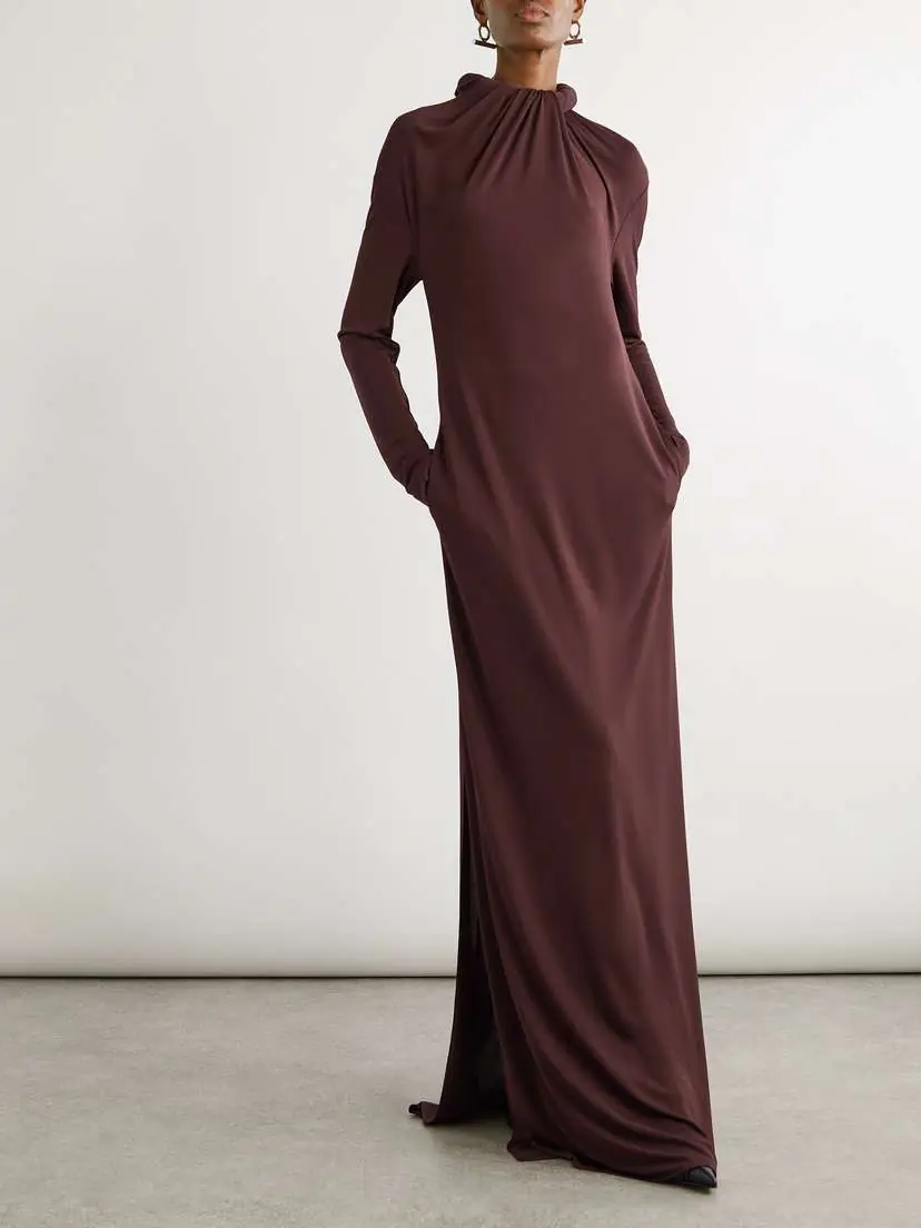 Alexander McQueen Gathered Crepe Maxi Dress | Thumbnail 2 Alexander McQueen Gathered Crepe Maxi Dress | Thumbnail 2