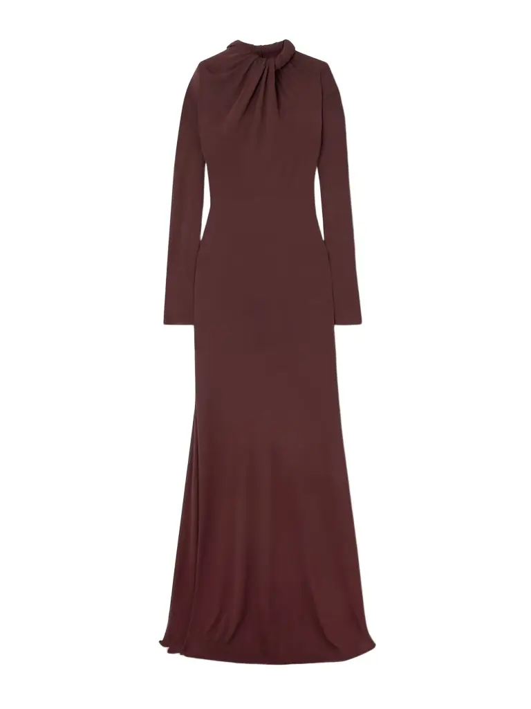 Gathered Crepe Maxi Dress