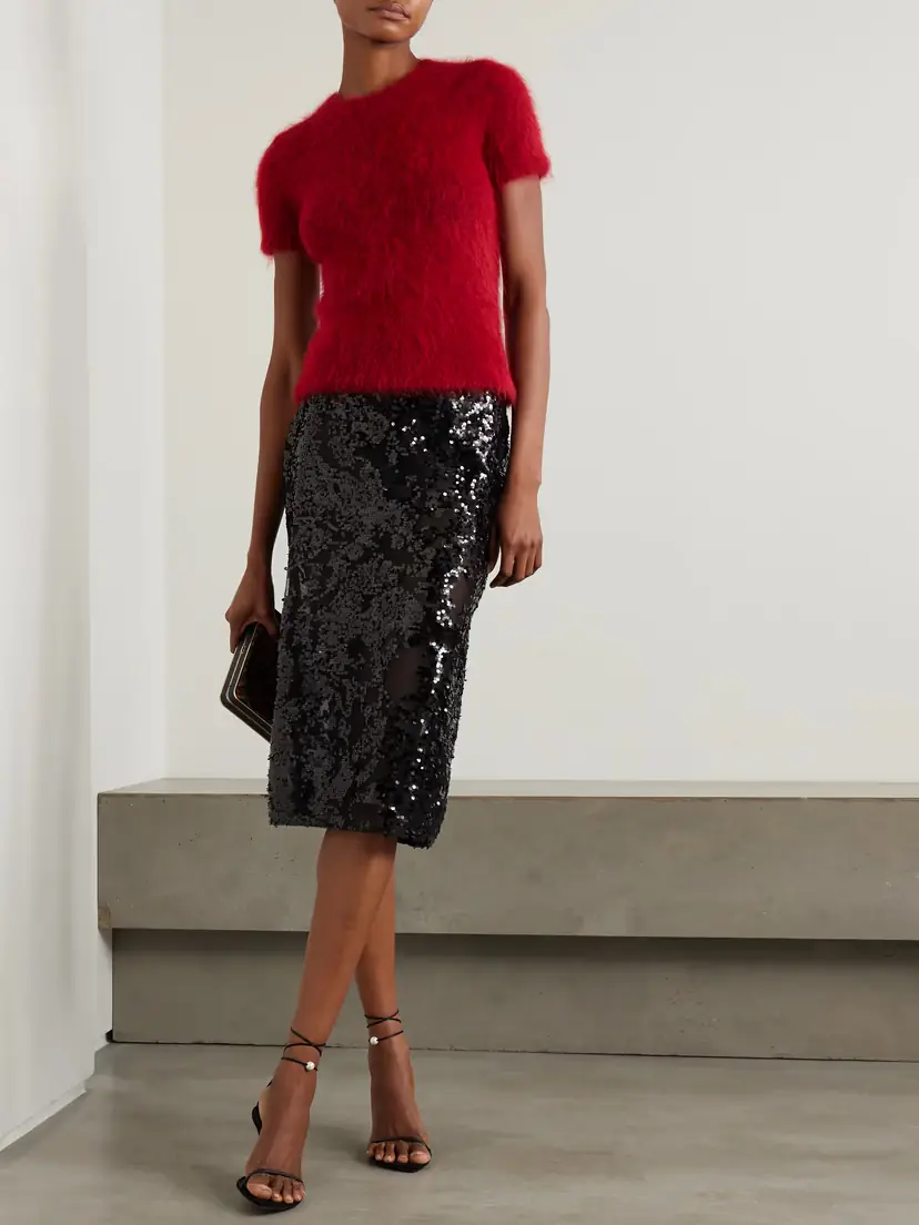 Victoria Beckham Sequined Tulle Midi Skirt | Thumbnail 2